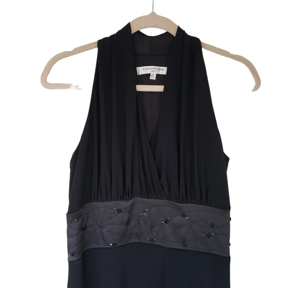 Evan Picone Cocktail Dress Sleeveless With Embellished Empire Waist - Picture 4 of 9